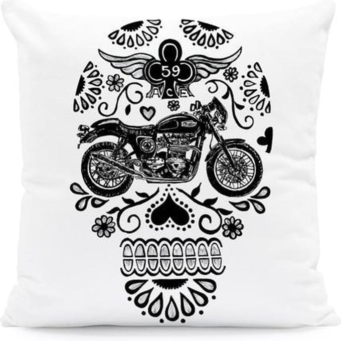 | Kussens | Kussenhoes Skull Zwart Wit | 45x45cm.