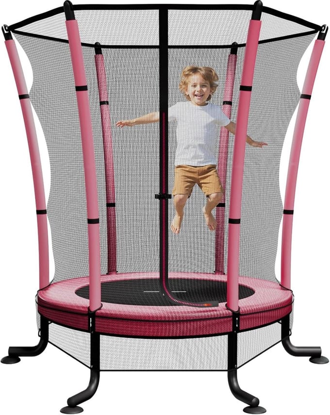 Mini Peuter Trampoline 4,5 FT met Veiligheidsnet voor Binnen en Buiten