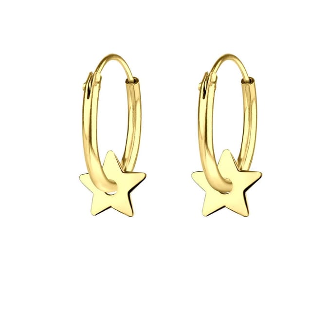 Joy|S - Zilveren ster oorbellen - oorringen - gold plated