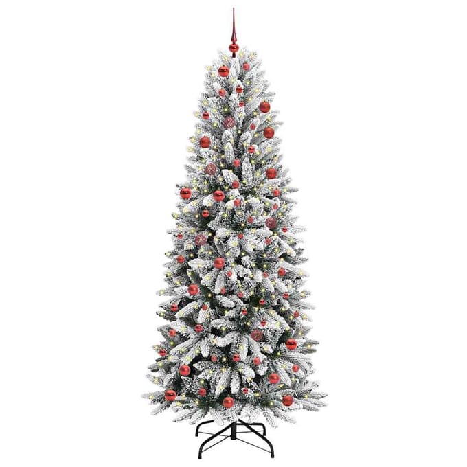 vidaXL - Kunstkerstboom - Wit - 210 - cm - PVC - en - plastic - en - staal - en - PE