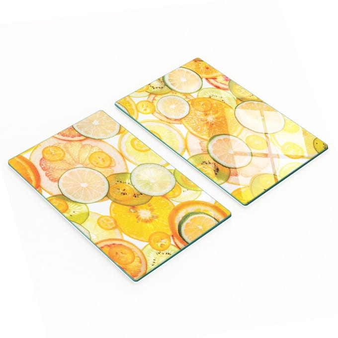 Glazen snijplanken met citrusvruchtenafbeeldingen, 2x30x52 cm