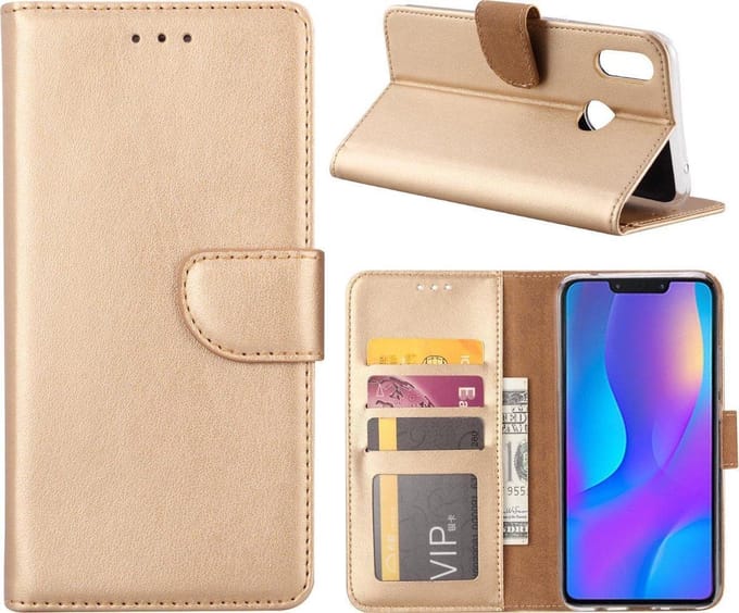 Bookcase Geschikt voor: Honor 20 Lite - Goud - portemonnee hoesje