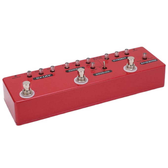 Gitaarpedaal Multi-effecten Metaal Allin1 True Bypass Buffer voor Elektrische Bas DC 9V red