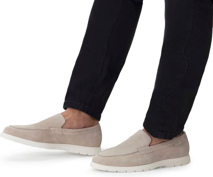 Manfield - Heren - Beige suède loafers - Maat 43