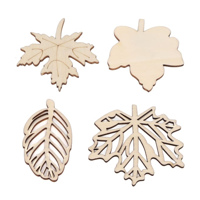 80 STUKS Houten Hol Blad Glad Snijden Composiethout Uitgehold Bladstuk voor Decoratie beige