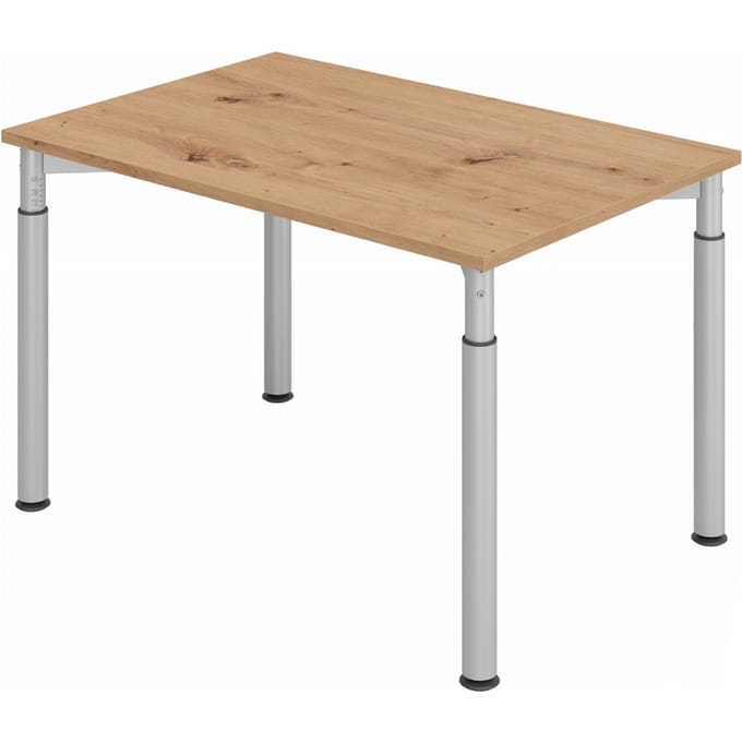 YAMA 12 S | Bureau - 120x80 Tafelhoogte I In hoogte verstelbaar Essen-Eik/Zilver
