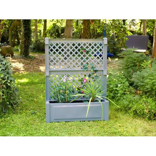 KHW bloembak met centraal trellis, L 100 cm, 110 liter, kunststof (Grijs)