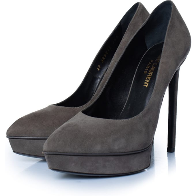 Saint Laurent Grijze suède janis pump