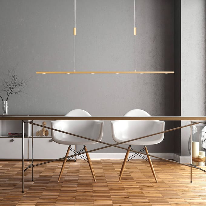 Quitani LED hanglamp Tolu, lengte 119 cm, messing