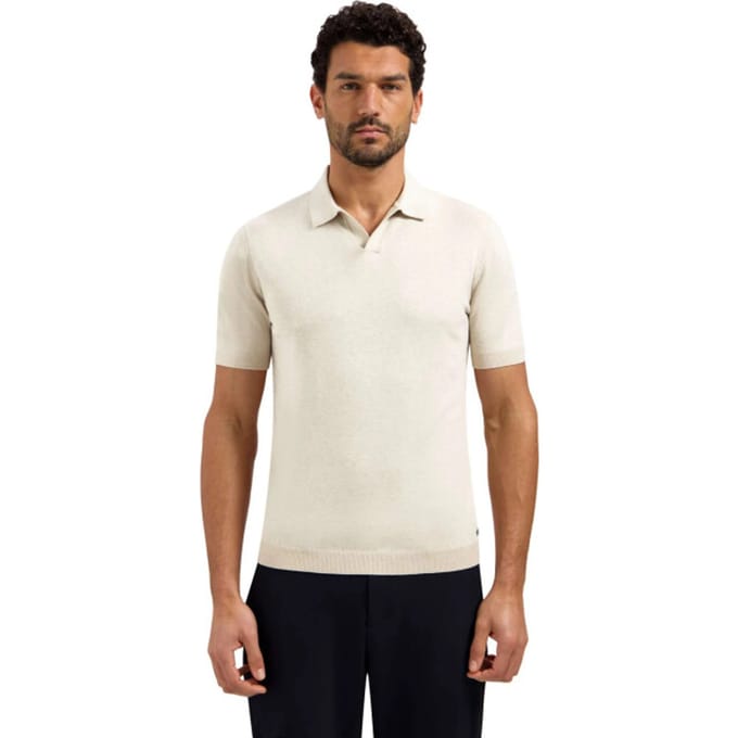 No Excess Pullover Short Sleeve V-Polo Melange Desert  XL