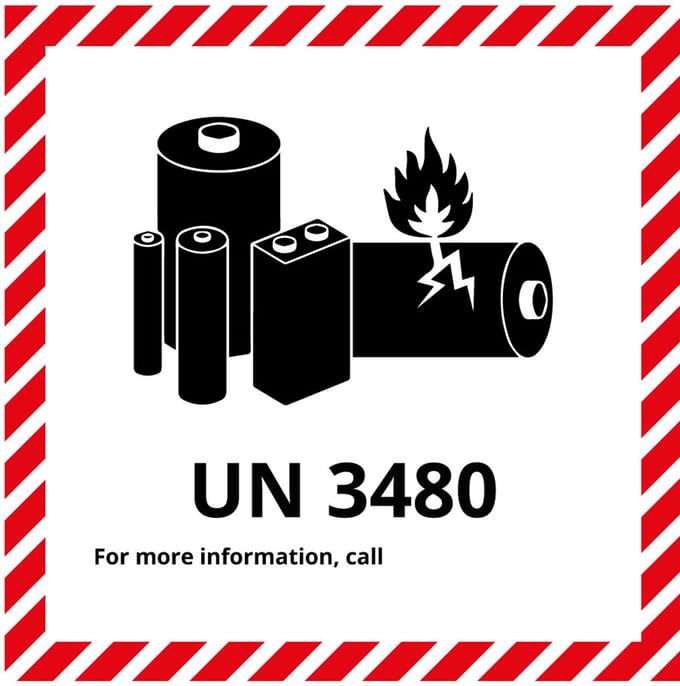 UN3480 sticker lithium-ion batterijen 100 x 100 mm