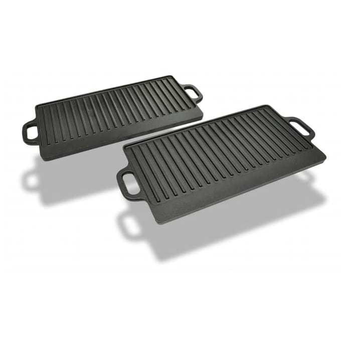 Plaques de Grill en Fonte, Double Face, 2 Pcs, 38 X 23 Cm