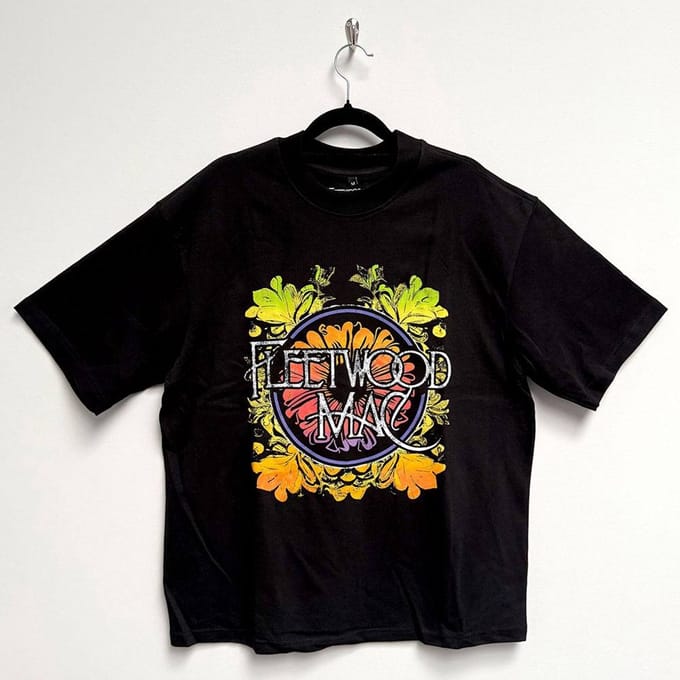 Fleetwood Mac - Circle Floral Logo Heren T-shirt - M - Zwart