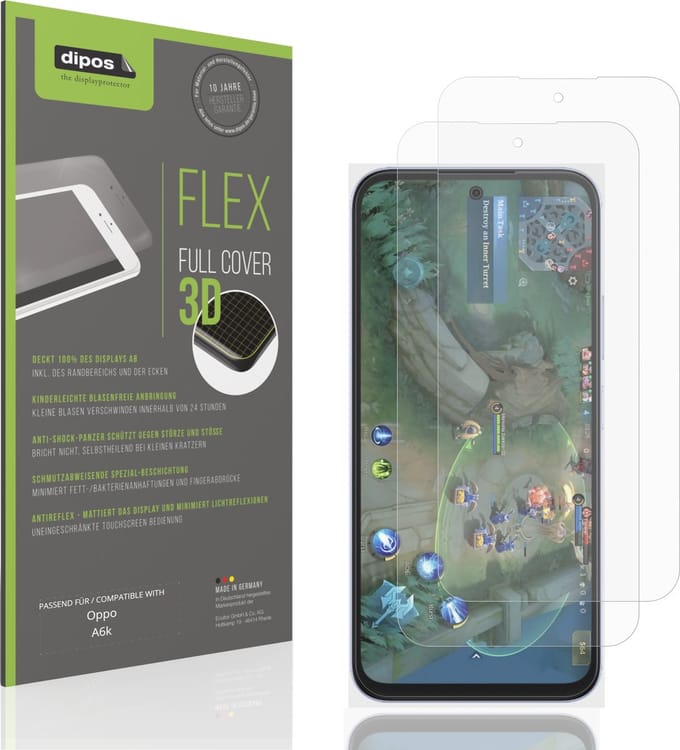 dipos FLEX – 2x Matte Screenprotector geschikt voor Oppo A6k | Volledige Schermbescherming | Case-Friendly