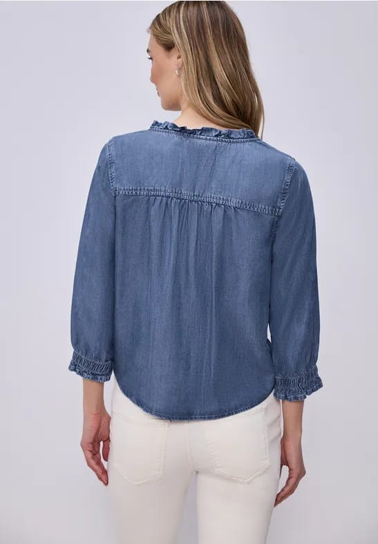 Blouse met 3/4 mouwen en ruches