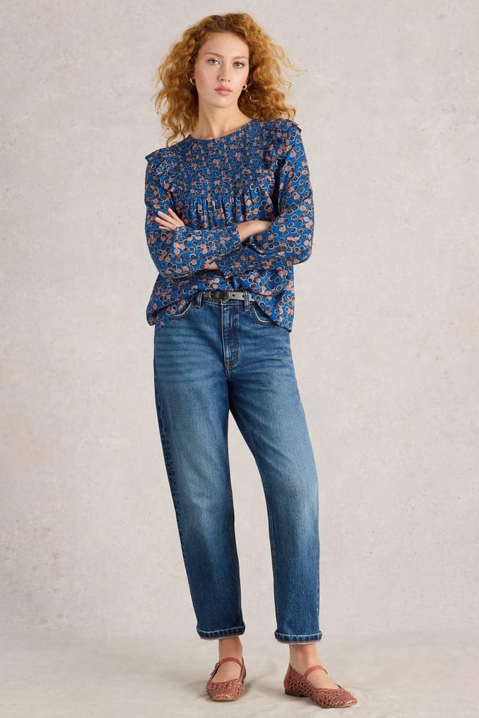 White Stuff Sylvie Top Blue Print Taglia: 6 | Maglie a manica lunga Outlet | Donna | Blu