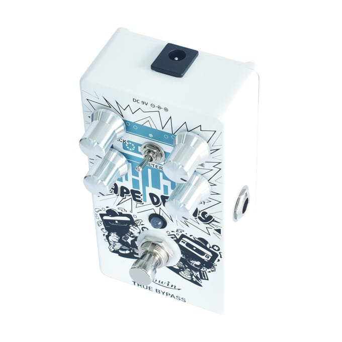Rowin RE-01 TAPE DELAY Digitaal delay gitaareffectpedaal met Feedback Time Mix Boost 4 Control wit