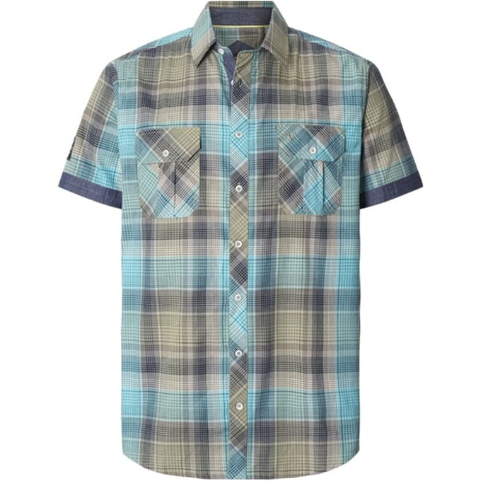 Jan Vanderstorm herren Overhemd Met Korte Mouwen - 51/52 - turquoise - Plus Size