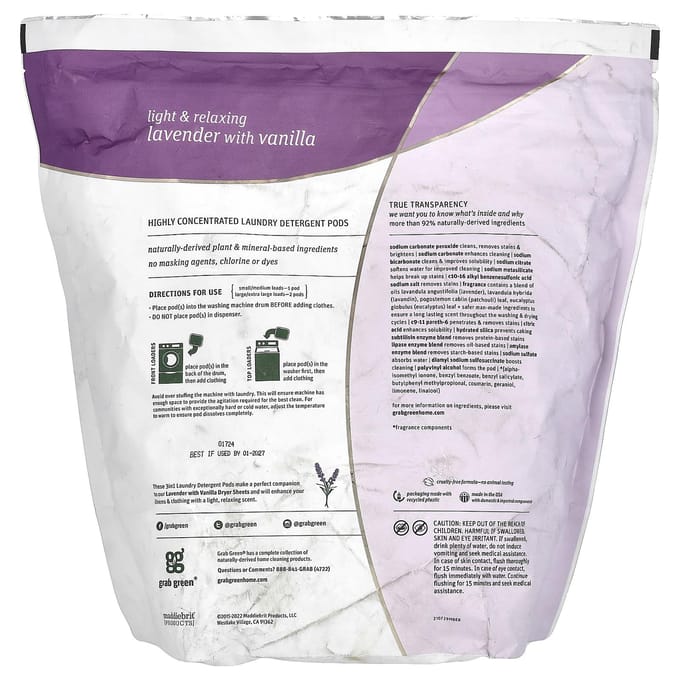 3-in-1 Wasmiddel Pods, Lavendel, 132 Wasbeurten, 2,4 kg (2376 G) gray