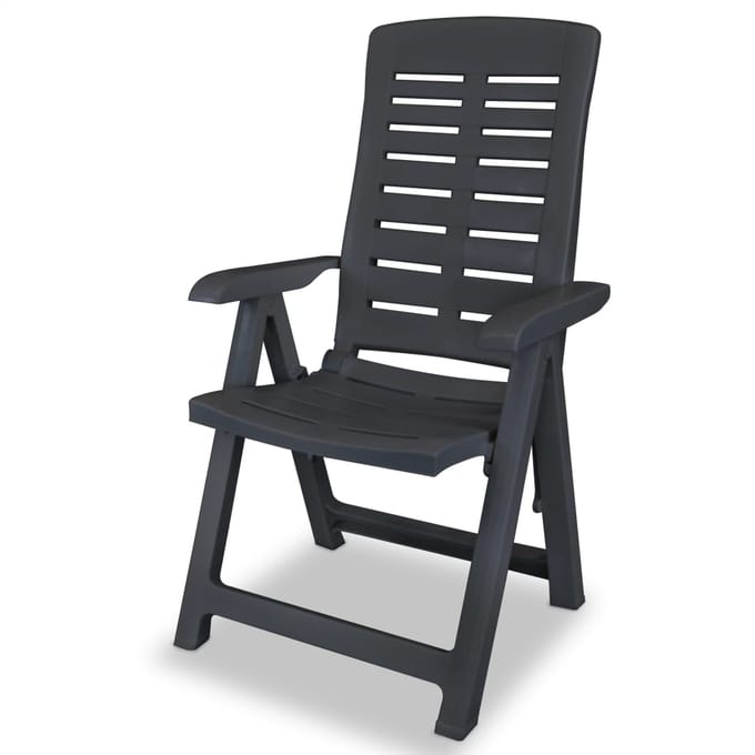 vidaXL - Verstelbare - klapstoelen, - 6 - stuks, - antracietkleurig - kunststof