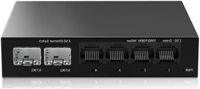 Netwerkswitch - Ethernet Switch - Snelle Internetverbinding - 4 Poorten 2.5 GbE - 10 GbE Sleuf - Zwart