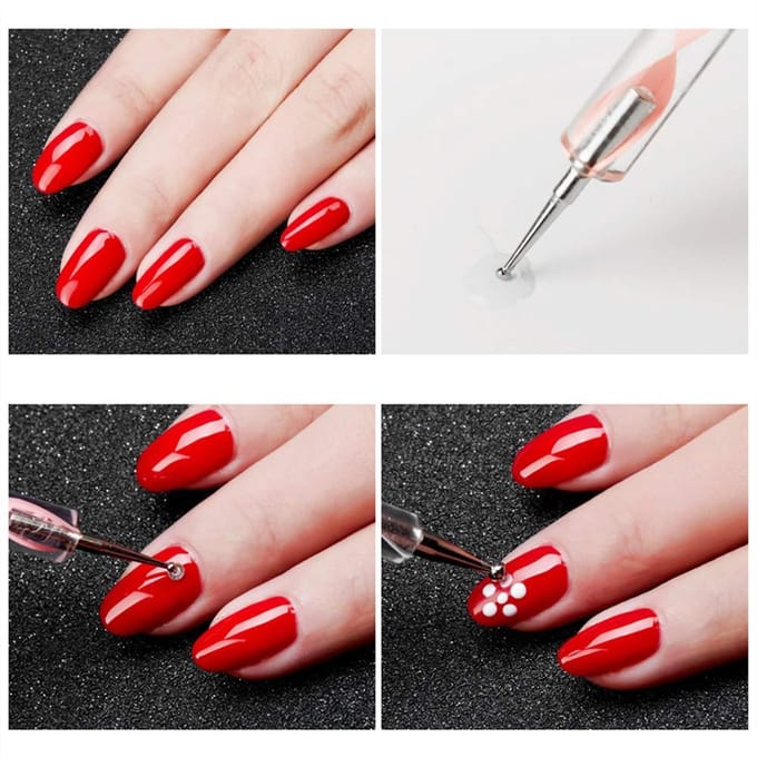 5PCS Dotting Tools Set voor Nail Art, Embossing Stylus voor Schilderen white