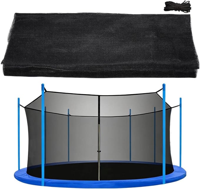 Trampoline Net - Veiligheidsnet Vervanging - Buiten Spelen - Scheurbestendig Ontwerp - 366-427 cm - Zwart