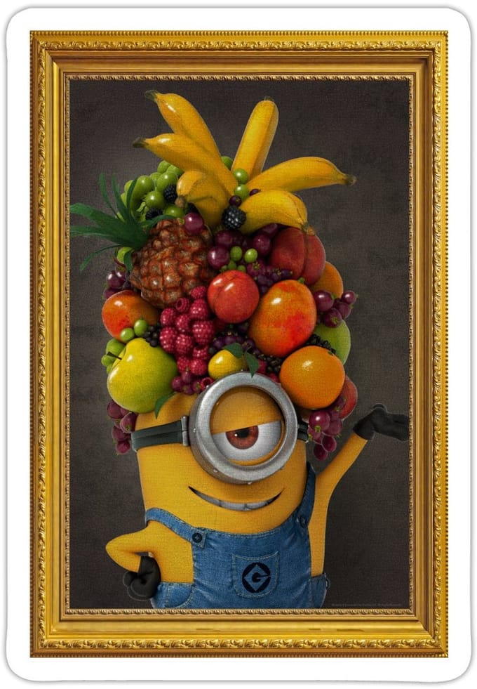 Minions Stuart Schilderen Met Fruit Sticker Maat S (max. 10 x 10cm)