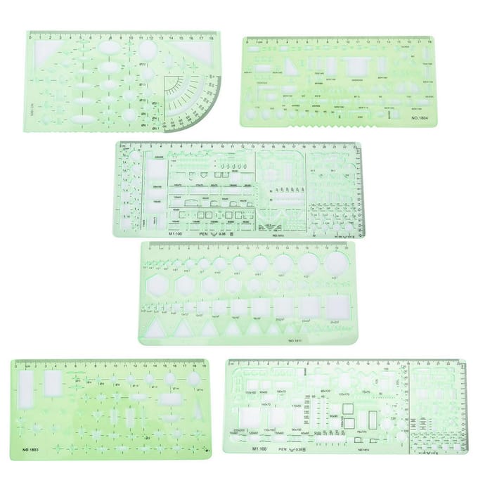 Multifunctionele Architectuur Tekensjabloon Linialen DIY Schilderen Holle Liniaal Kit (#3) white