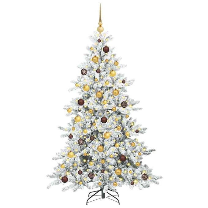 vidaXL - Kunstmatige - Hinged - Kerstboom - Wit - 180 - cm - PVC - en - Staal