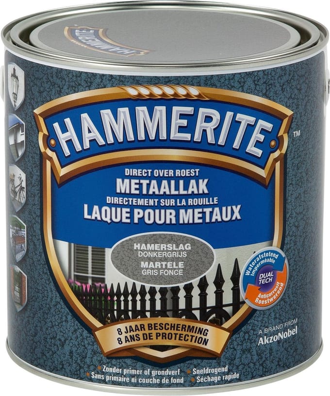 Hammerite - Metaallak Hamerslag - Donkergijs - 2,5 L
