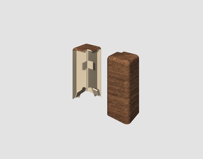 EGGER buitenhoekelement voor 6 cm plinten KUBUS Walnoten bruin