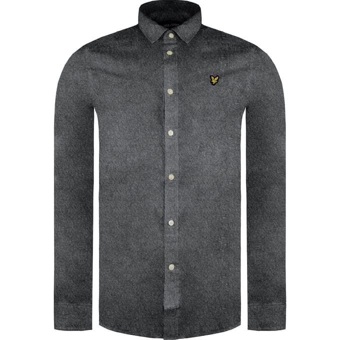 Lyle & Scott Multi Garen Geborsteld Heren Grijs Overhemd
