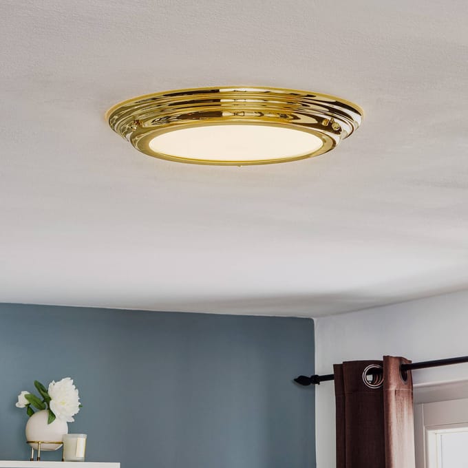 Elstead Lighting LED Plafond Badkamerlamp Welland | 25W 3000K 2250Lm 830 | Polished Brass