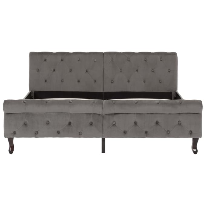 vidaXL - Bedframe - fluweel - grijs - 160x200 - cm