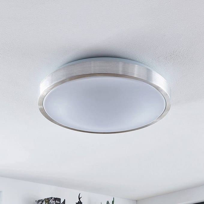 Lindby LED plafondlamp Emelie, Ø 42 cm, aluminiumkleurig, metaal