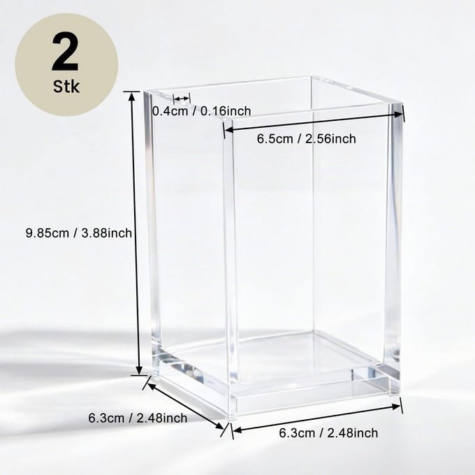 Pennenhouder 2 stuks - transparant acryl - bureau organizer - houdt alles netjes - SnelShoppen