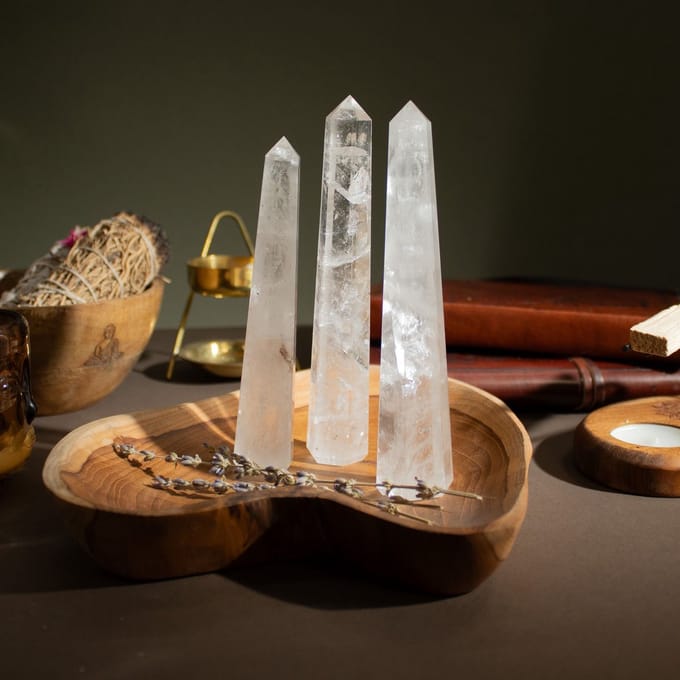 Gemstone Six Face Obelisk Poins approx 17cm - Rock Crystal