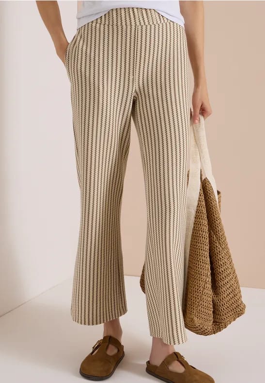 Broek met Wide Leg pijpen in gebreide look
