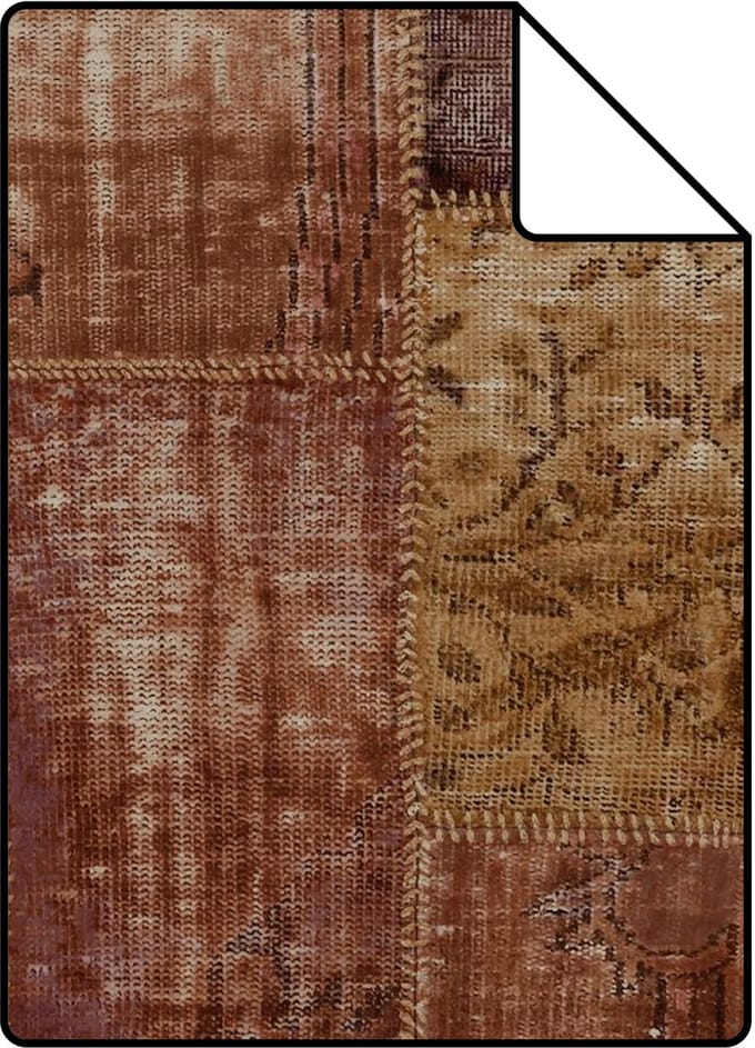 Proefstaal Origin Wallcoverings behang kelim patchwork roest bruin - 26,5 x 21 cm - 347465-S