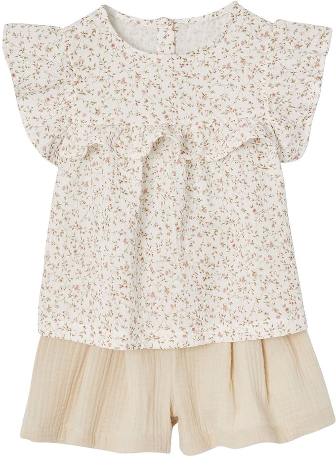 Vertbaudet Feestelijk setje voor meisjes blouse en short van katoengaas