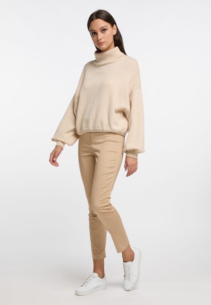 RISA Gebreide coltrui teylon Dames beige