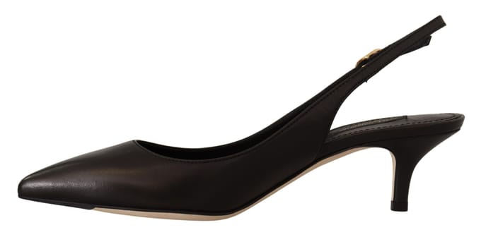 Leren Slingback Hakken Zwarte Hakken