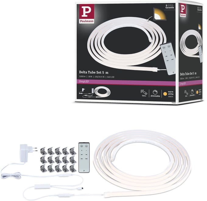 Paulmann SimPLED Delta Tube 5 Meter Warmwit 830 - Met Afstandsbediening - 18W - IP20