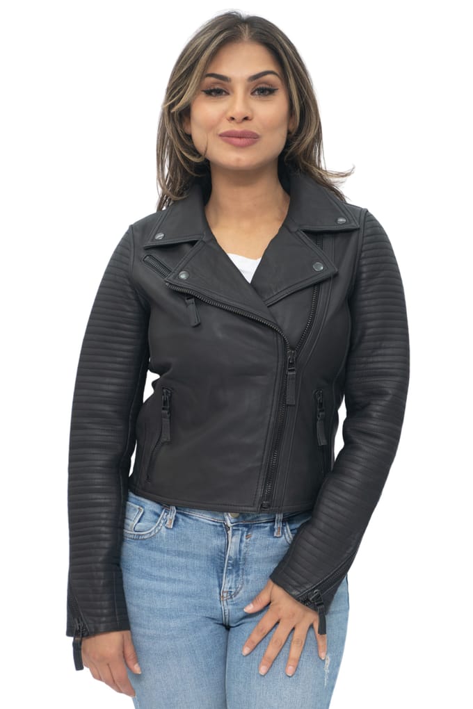 Dames leer mat vintage Brando bikerjack-Taipei