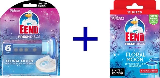 WC-Eend Fresh 6 Discs Floral Moon + Floral moon navulling 12 discs