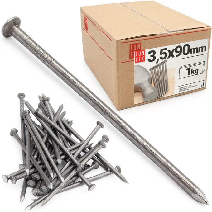 LUN FIX - Bouwspijkers 3,5x90 mm 3,5" - zwart - 1kg