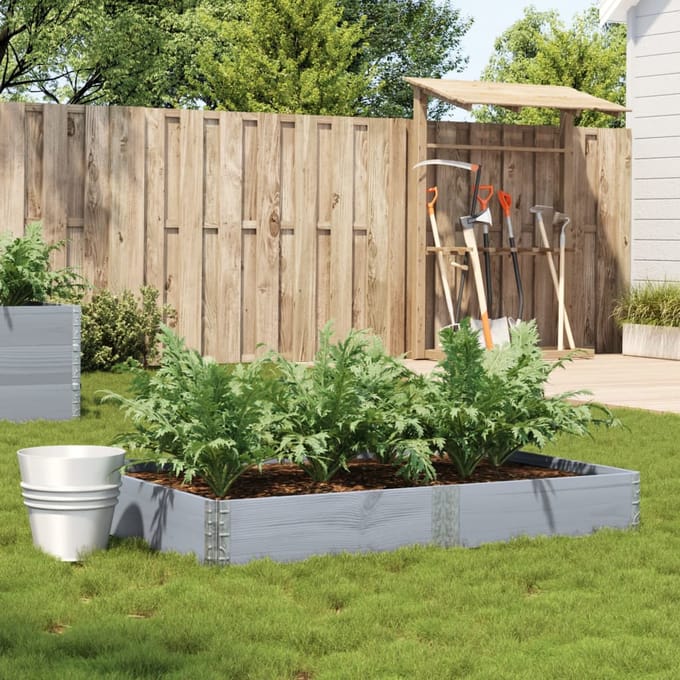 vidaXL - Plantenbak - 150x100 - cm - massief - grenenhout - grijs