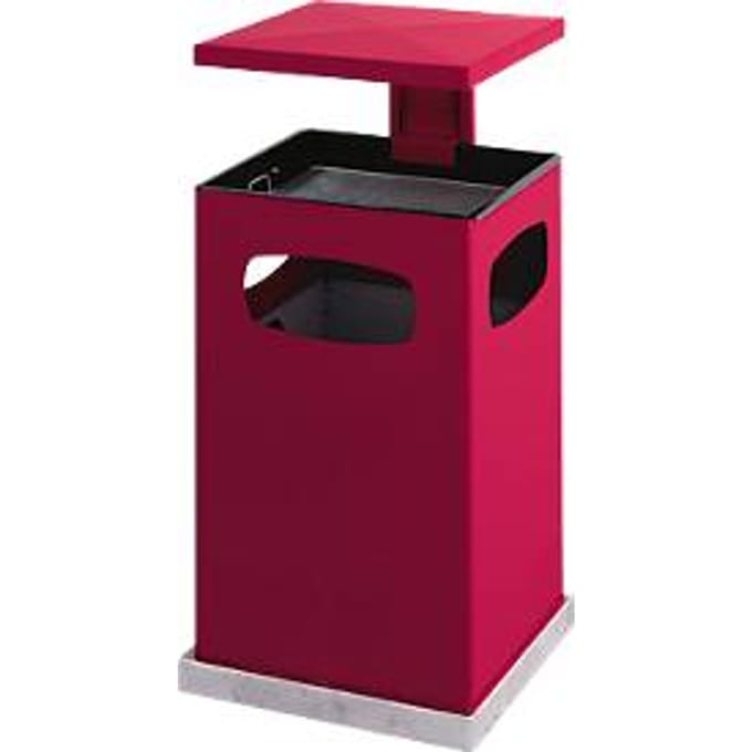 Asbak-prullenbak met afneembaar dak, 72 liter, rood