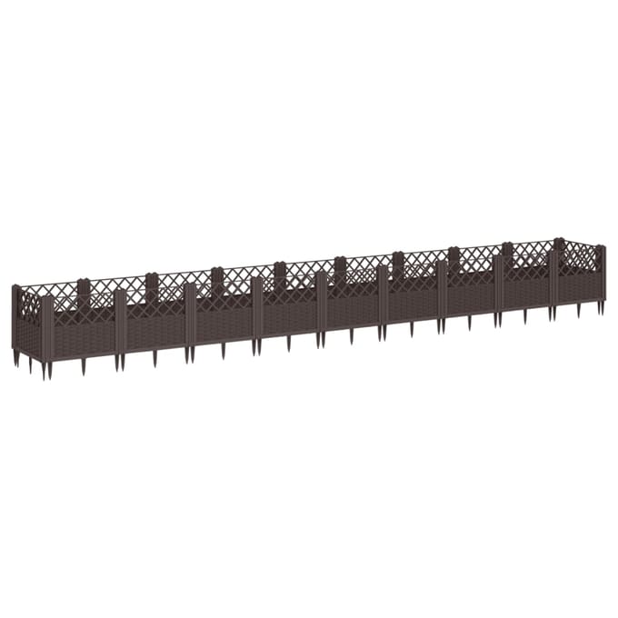 vidaXL - Plantenbak - met - pinnen - 363,5x43,5x43,5 - cm - polypropeen - bruin